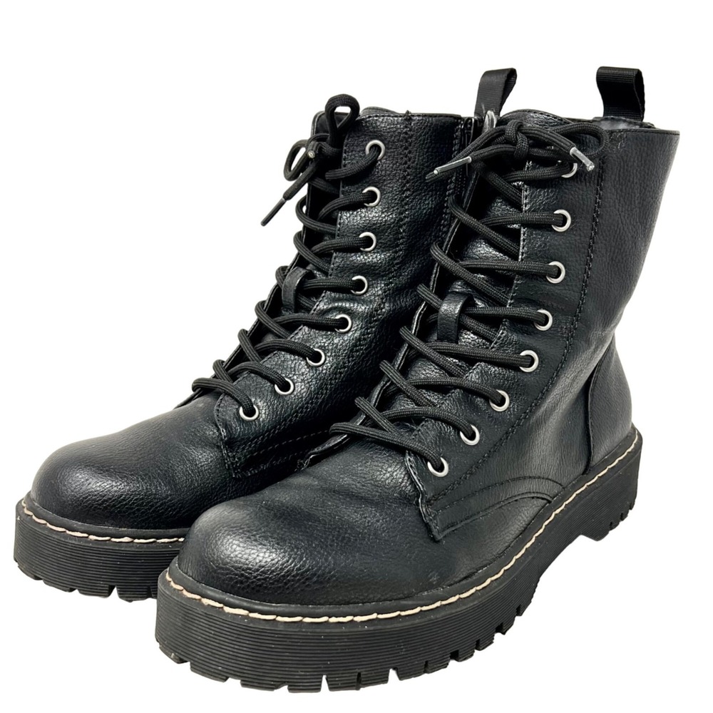 Sincerely Jules Womens Harley Black Combat Work Boots Lug Sole Size 10M Biker